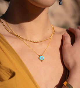 Ottoman Hands Evil Eye Pendant Necklace, Blue, Packshot View