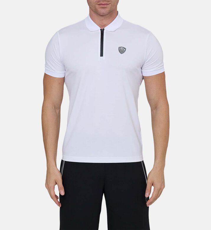 Zippered Collar Logo Polo Shirt