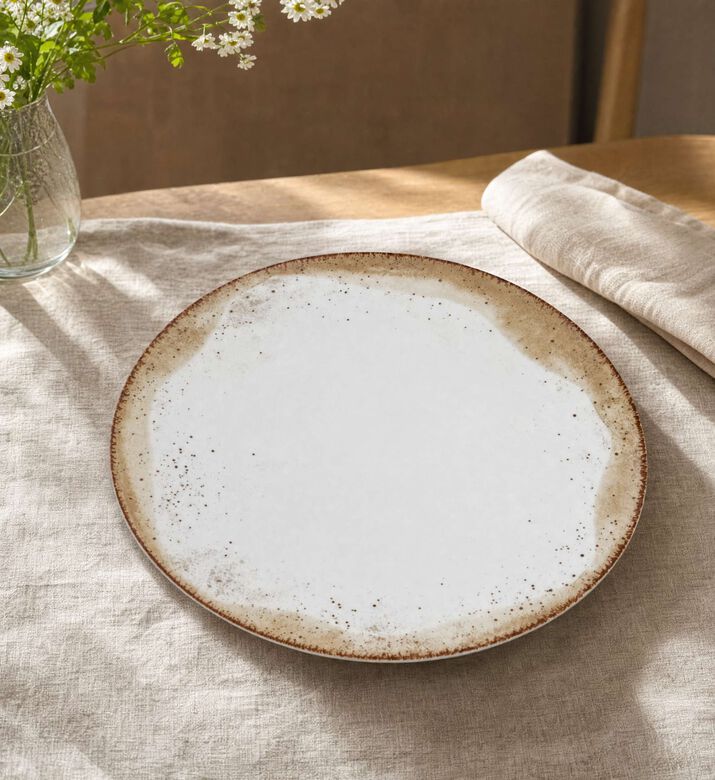 Spal Blend Simple Beige Dinner Plate, Model View