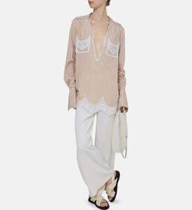 قميص مخطط بتفاصيل دانتيل