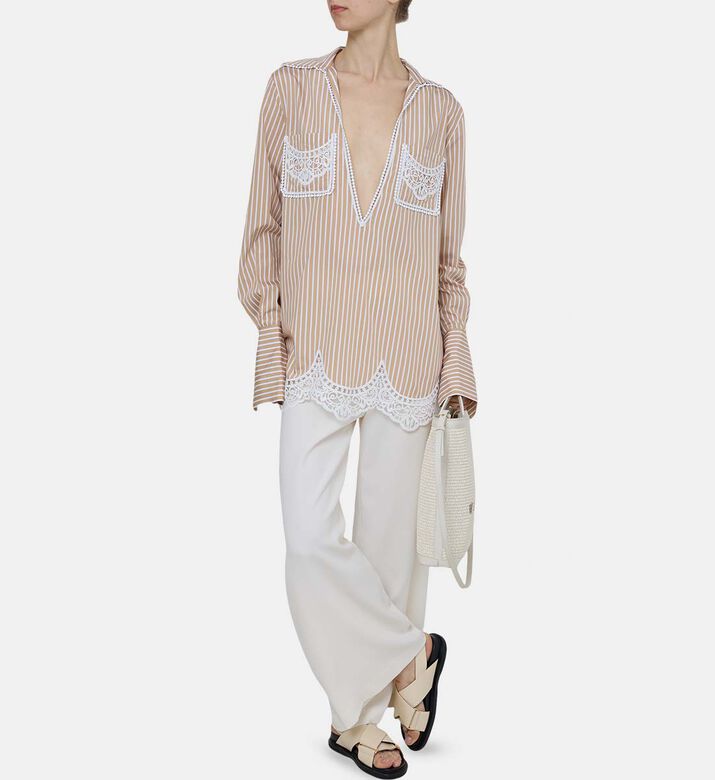 Striped Lace Detail Shirt