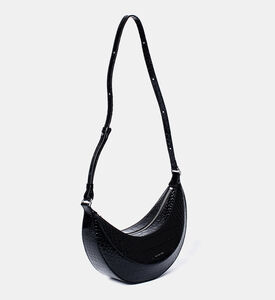 حقيبة موزة من جلد العجل بتأثير جلد التمساح