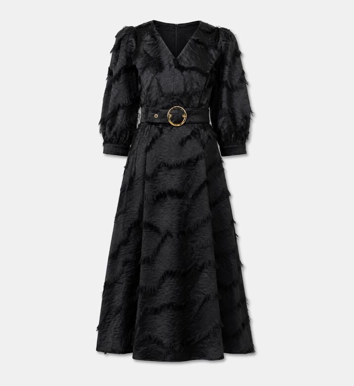 Poca and Poca Belted Long-sleeve Midi Dress, Packshot View