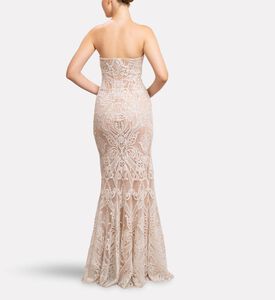 Michael Cinco Thread Embroidered Long Dress, Model View