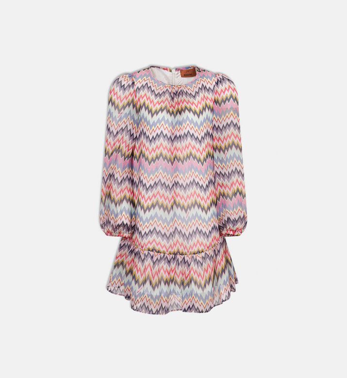 Woven Chevron Long-sleeve Dress