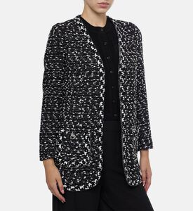 Edward Achour Paris Tweed Front Patch Pockets Longline Jacket, Model View