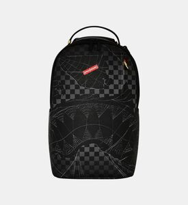 حقيبة ظهر سبراي غراوند سوداء بنقشة مربعات بفم قرش