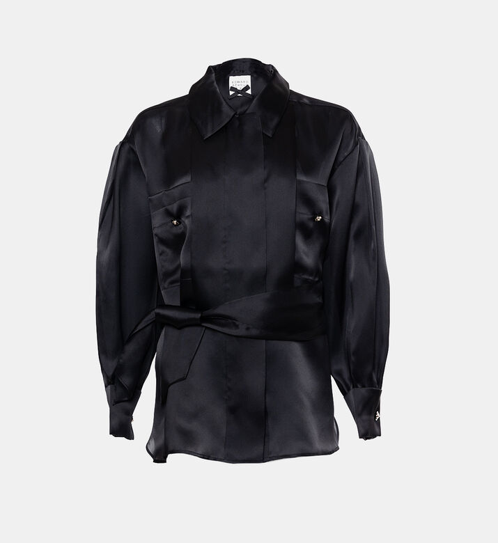 Satin Oversized Wrap Blouse