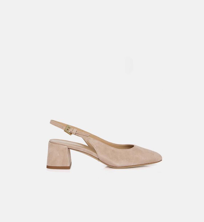 Suede Slingback Mid-heel Pumps