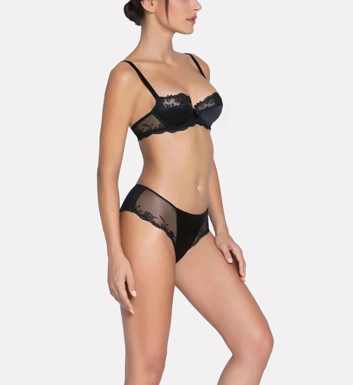 Lise Charmel Corbeille Embroidered Bra, Black, 95, D, Model View