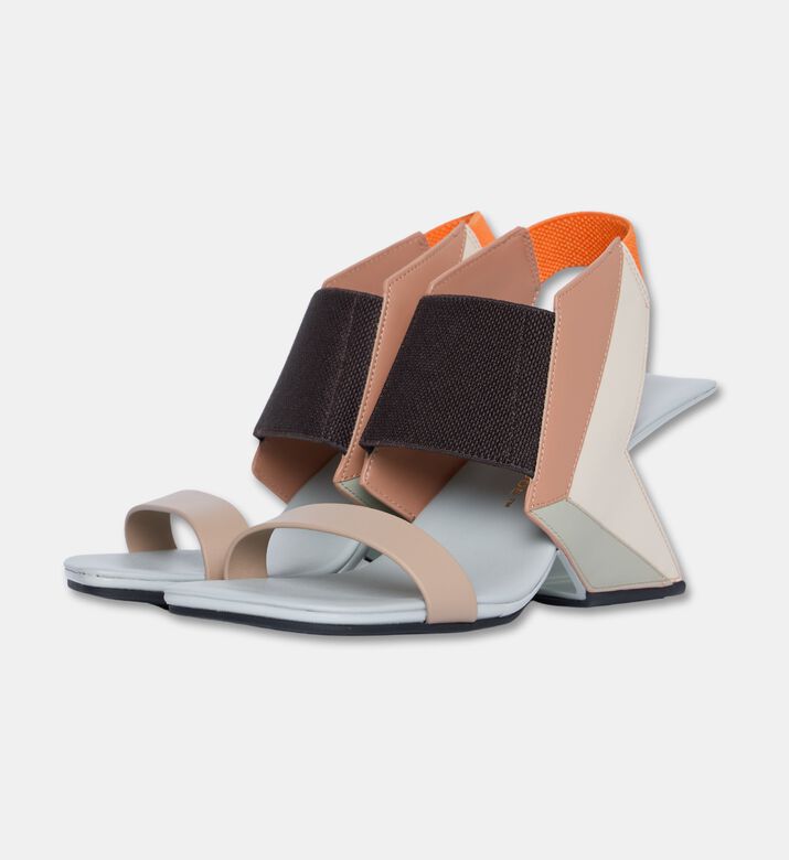 UN United Nude Cow Leather Block Heel Sandals, Beige, Eu-36, Packshot View