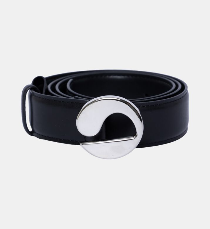Leather Logo-buckle Slim Belt