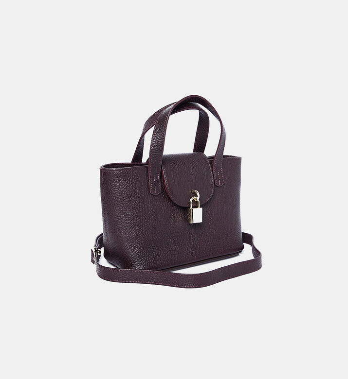Maya.M Leather Logo-lock Handbag, Burgundy, Packshot View