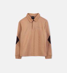 قميص بولو طويل الأكمام برقعة على الكوع