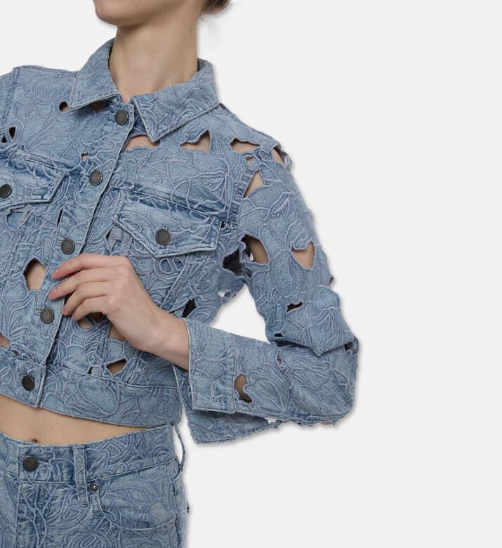 Alice and Olivia Cut-out Detail Button Closure Long-sleeve Jacket, Model View