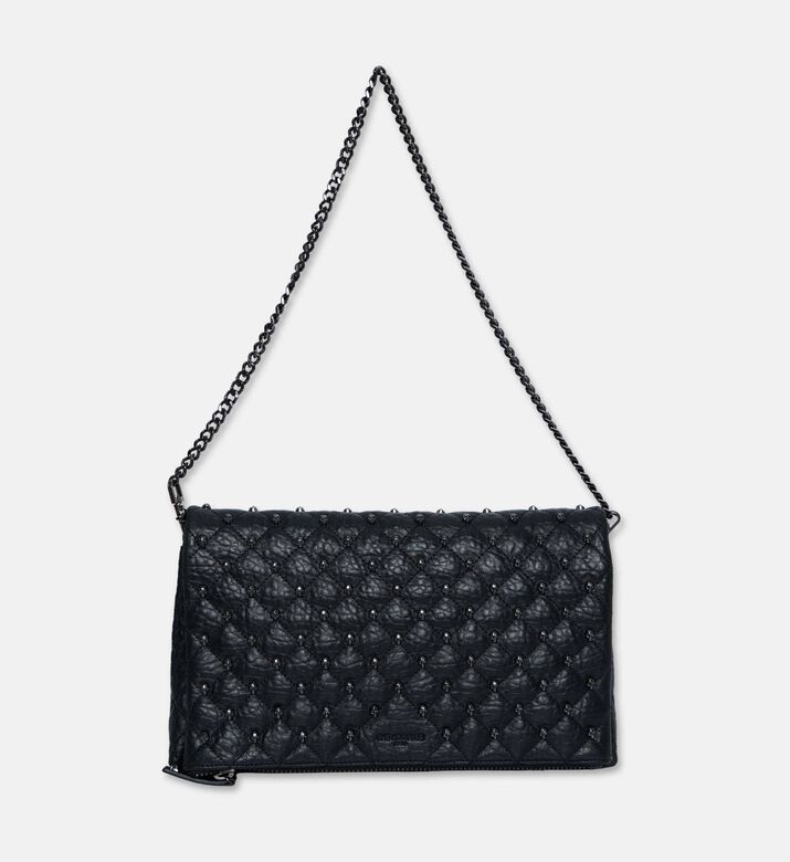 The Kooples Heritage Medium Leather Pouch, Black, Packshot View
