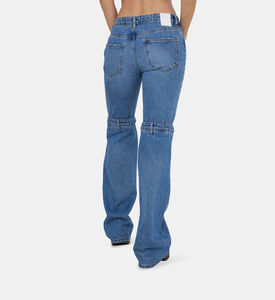 Cotton Open Knee Mid-rise Jeans