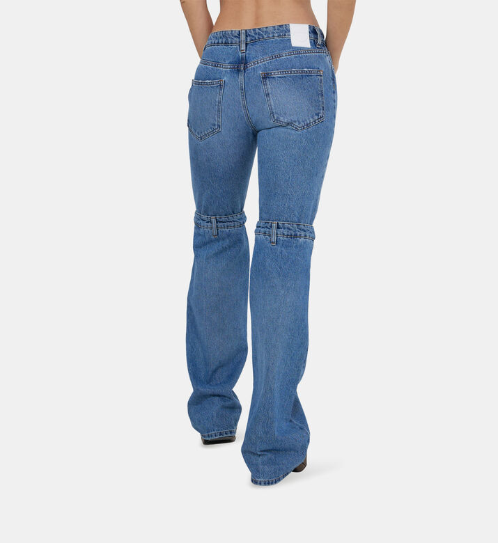 Cotton Open Knee Mid-rise Jeans