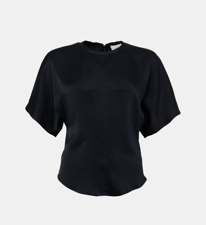 بلوزة كارليتا بأكمام قصيرة ساتان