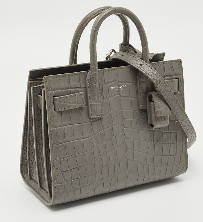 Yves Saint Laurent Saint Laurent Croc-embossed Leather Nano Classic Tote Bag, Packshot View
