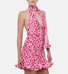 Rowen Rose High-contrast All-over Print Pleated Dress, Model View