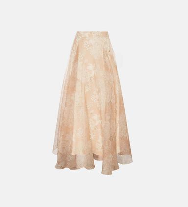 Floral-print Elastic Waistband Midi Skirt