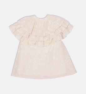 فستان بأكمام كاب متدرج مكشكش مزين بنقشة أزهار