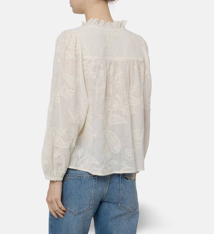 Ba and Sh Embroidered Long-sleeve Blouse, Model View