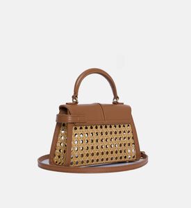 حقيبة بمقبض علوي منسوج بخيزران