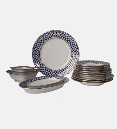 Cobalt Net European Oval Dish