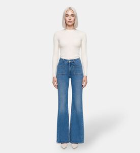 Ba&sh Patch Pockets Flared Denim Pants, Model View
