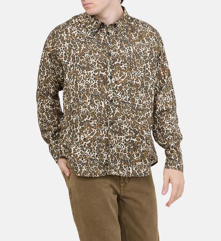 Leopard-print Button-down Shirt