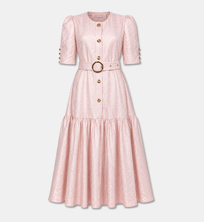 Poca and Poca Buttoned Short-sleeve Belted Dress, Packshot View