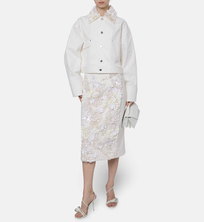 Plan C Cotton Long-sleeve Jacket, Off-white, 40, Model View