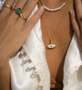 Ottoman Hands Oval Pearl Eye Pendant Necklace, Packshot View