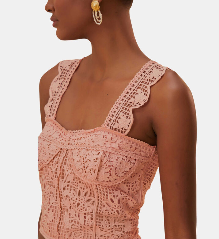 كورسيه بدون أكمام دانتيل مخرم