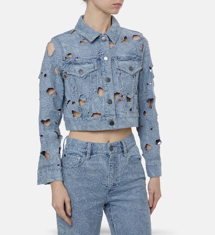 Alice and Olivia Cut-out Detail Button Closure Long-sleeve Jacket, Model View