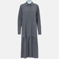 Polo Collar Back Pleats Midi Dress