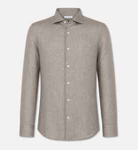 Tagliatore Linen Long-sleeve Regular-fit Shirt, Taupe, 45, Packshot View