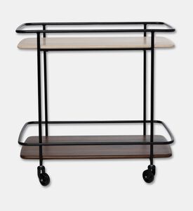 Home Deco and More Shard Wood Body Bar Trolley, Walnut, Packshot View