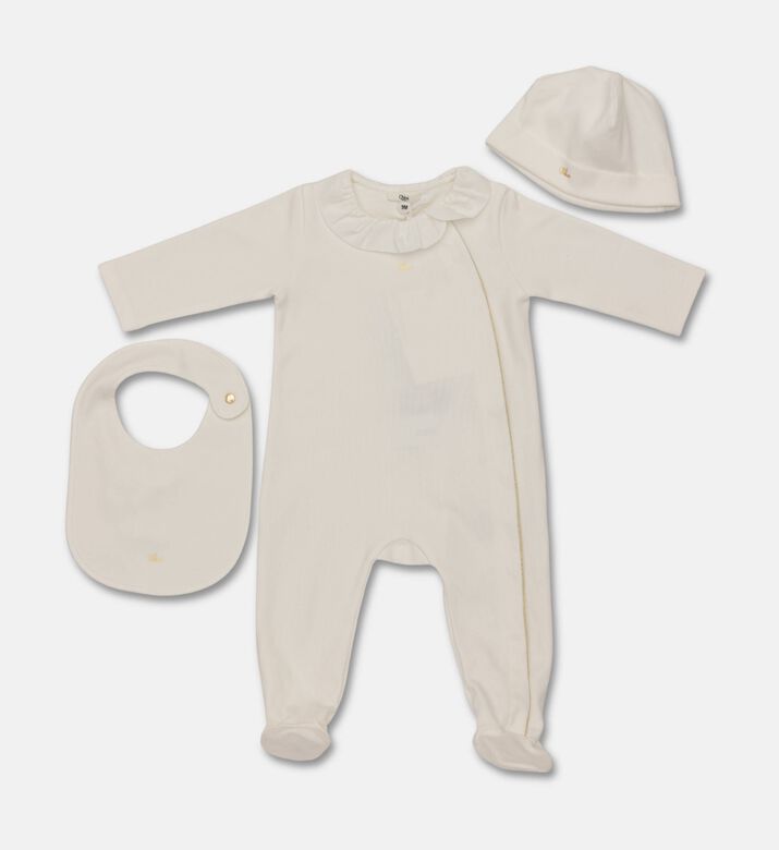 Chloe Logo-print Ruffle-detail Pajama Set, Off-white, 9m, Packshot View