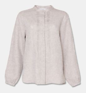 Beatrice B Linen Mandarin Collar Blouse, Packshot View