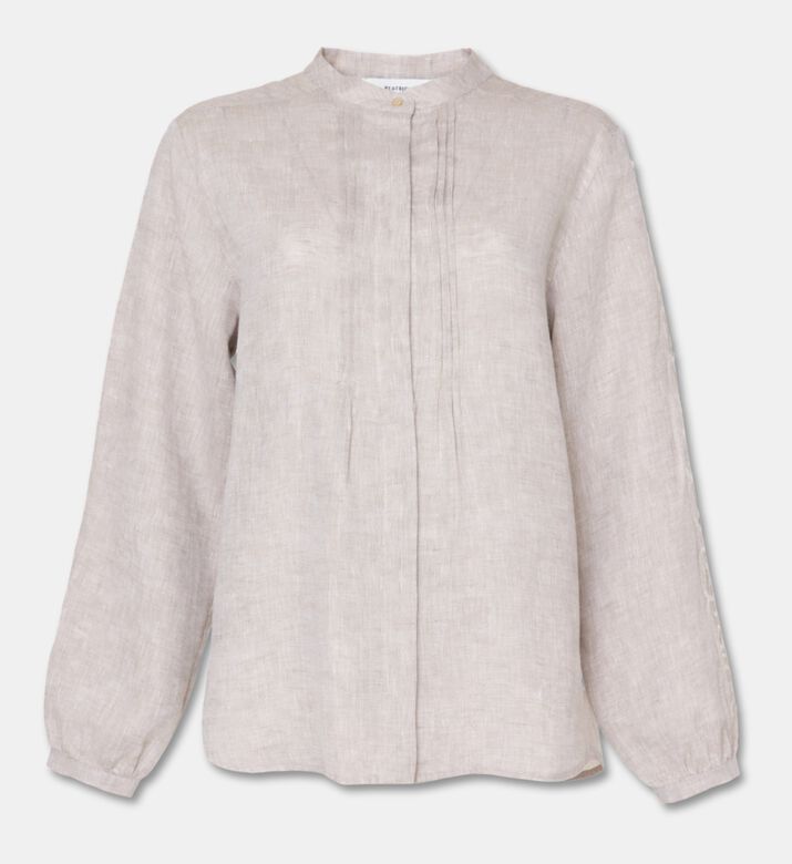 Beatrice B Linen Mandarin Collar Blouse, Packshot View