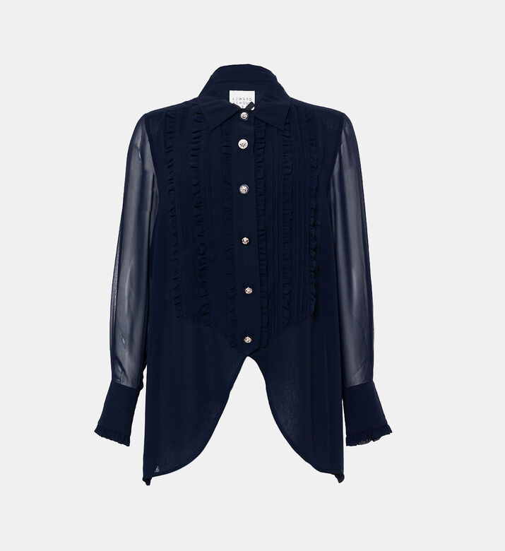 بلوزة بأكمام طويلة بعقدة