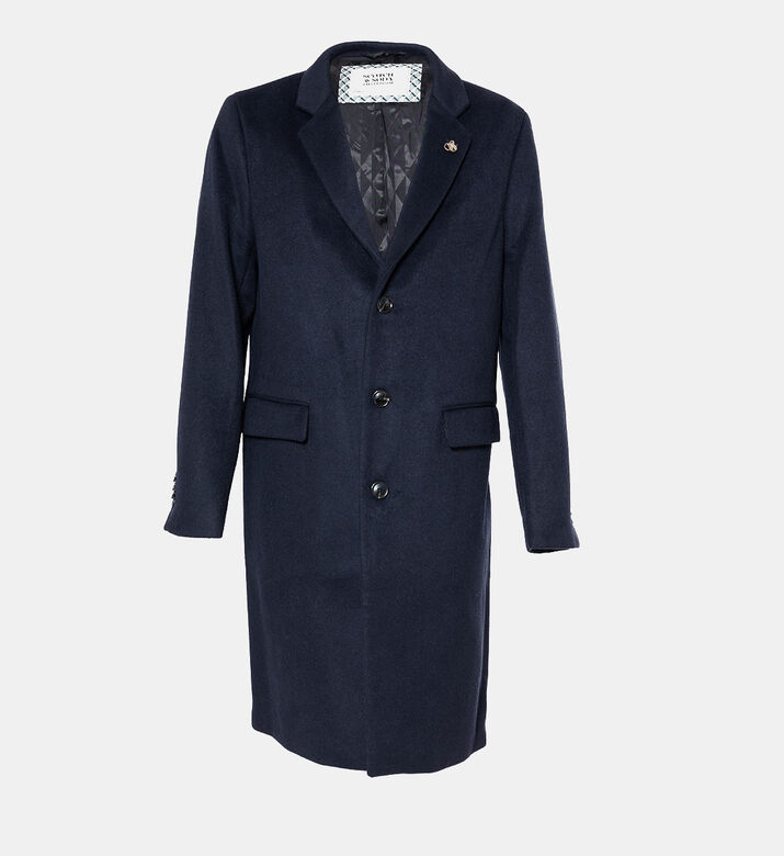 معطف بمزيج صوف بتصميم مناسب