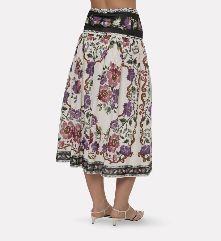Farm Rio Rococo Floral-print Midi Skirt, Model View