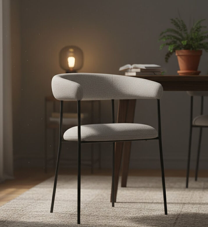 Dan Form Plenti Boucle Fabric Dining Chair, Taupe, Packshot View Dan Form Plenti Boucle Fabric Dining Chair, Taupe, Packshot View