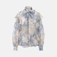 Hannah Organza High-neck Floral Blouse