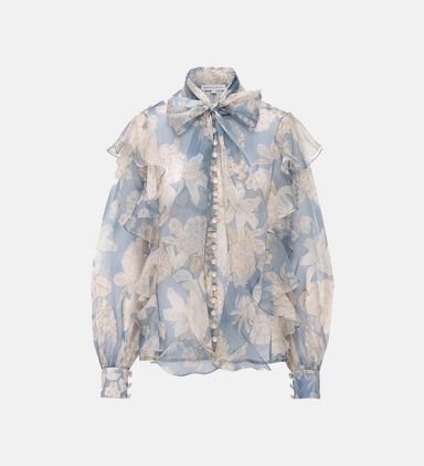 Hannah Organza High-neck Floral Blouse
