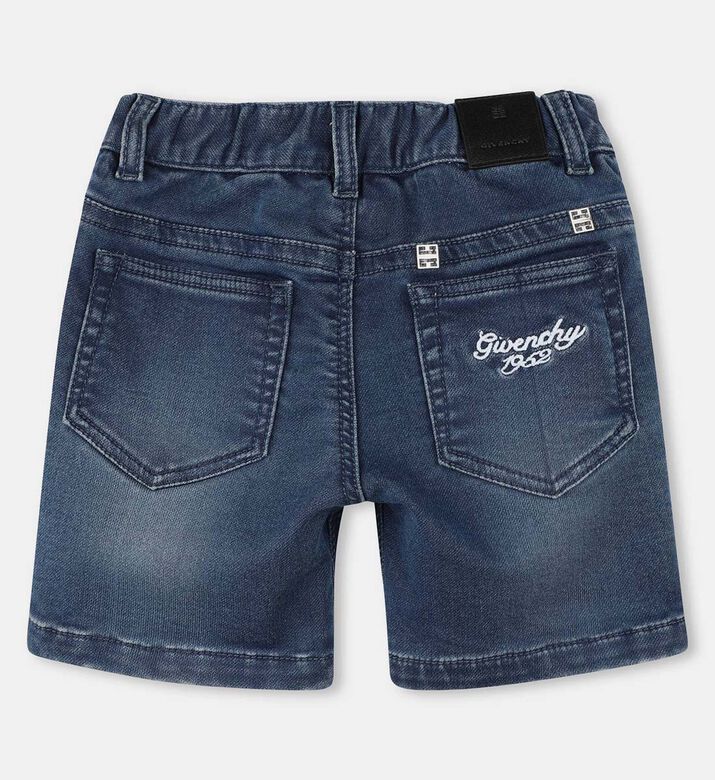 Elastic Waist Denim Fleece Shorts